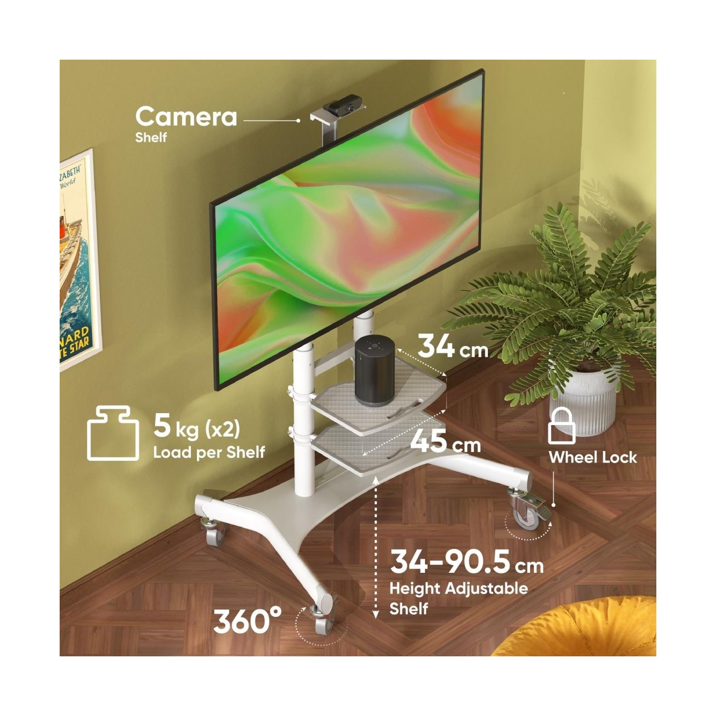 Onkron TV SET ACC MOBILE STAND/50-86"/WHITE TS1881-W ONKRON