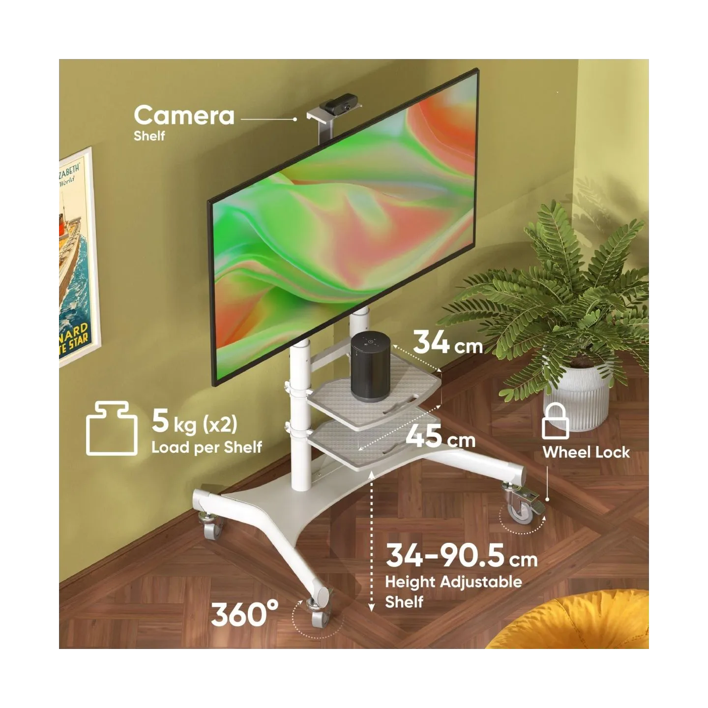 Onkron TV SET ACC MOBILE STAND/50-86"/WHITE TS1881-W ONKRON
