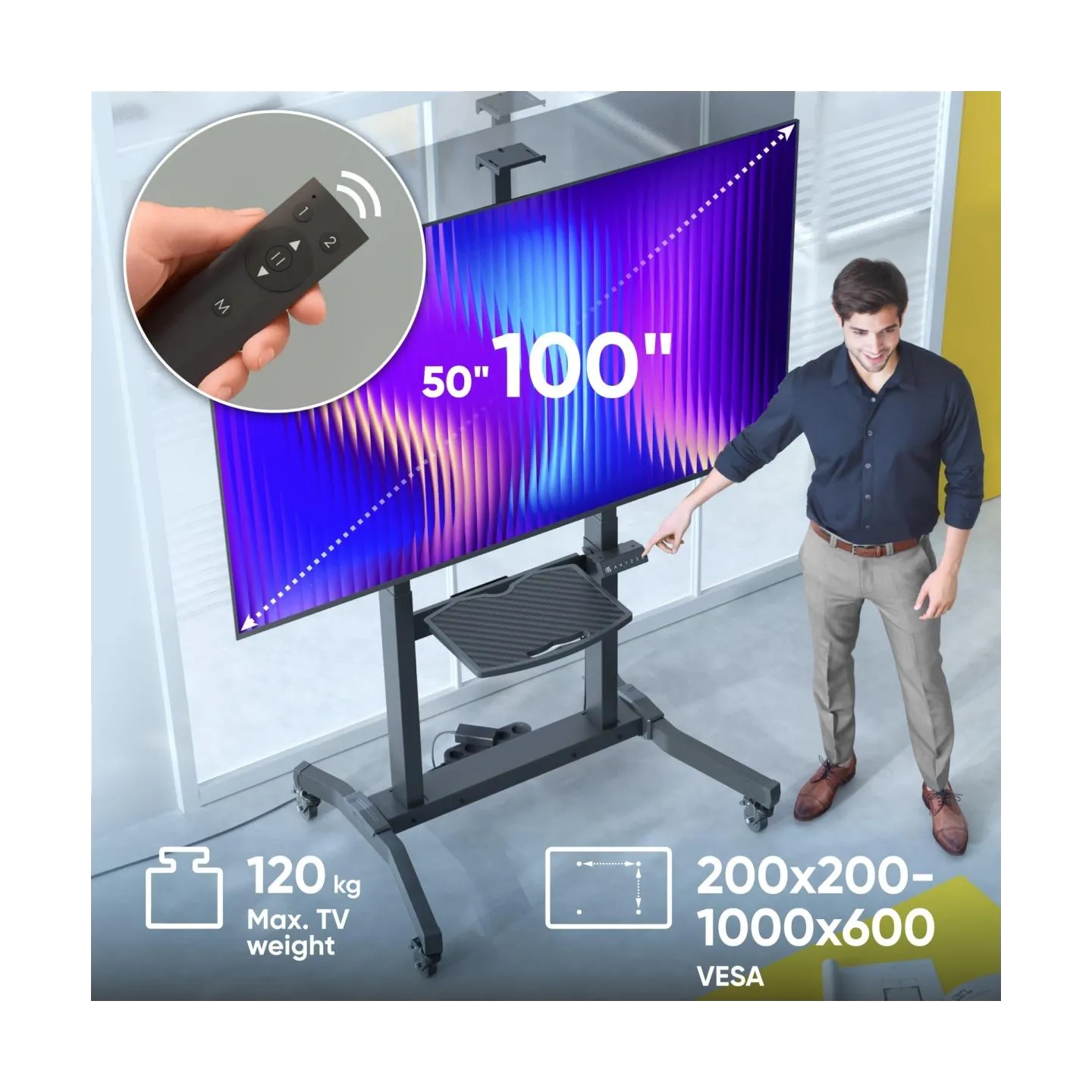 Onkron TV SET ACC MOTOR. MOBILE STAND/50-100" BLACK TS1991E-B ONKRON