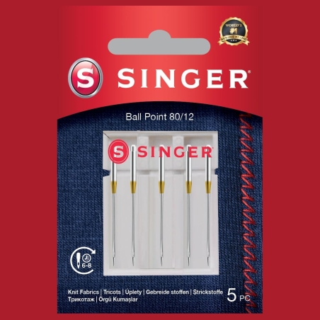Singer | Ball Point Needle 80/12 5PK for Knit Fabrics