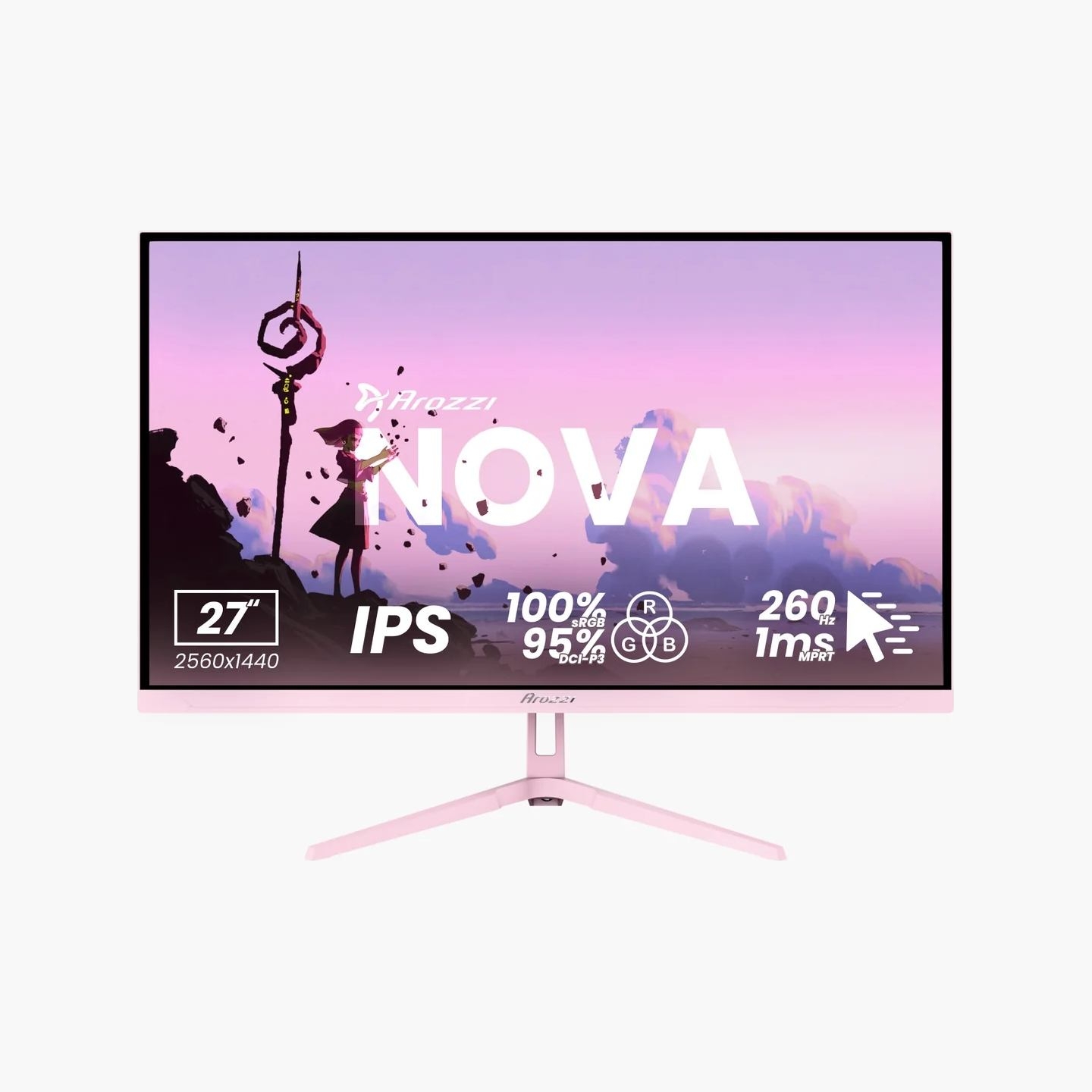 Arozzi Nova 27" IPS, 260Hz, Computer Monitor - Pink