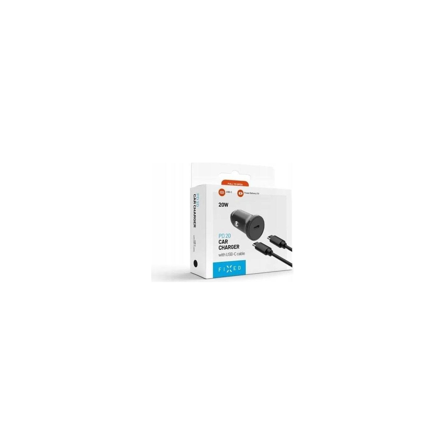 Fixed USB-C Car Charger 20W+ USB-C/USB-C Cable | FIXCC20N-CC-BK