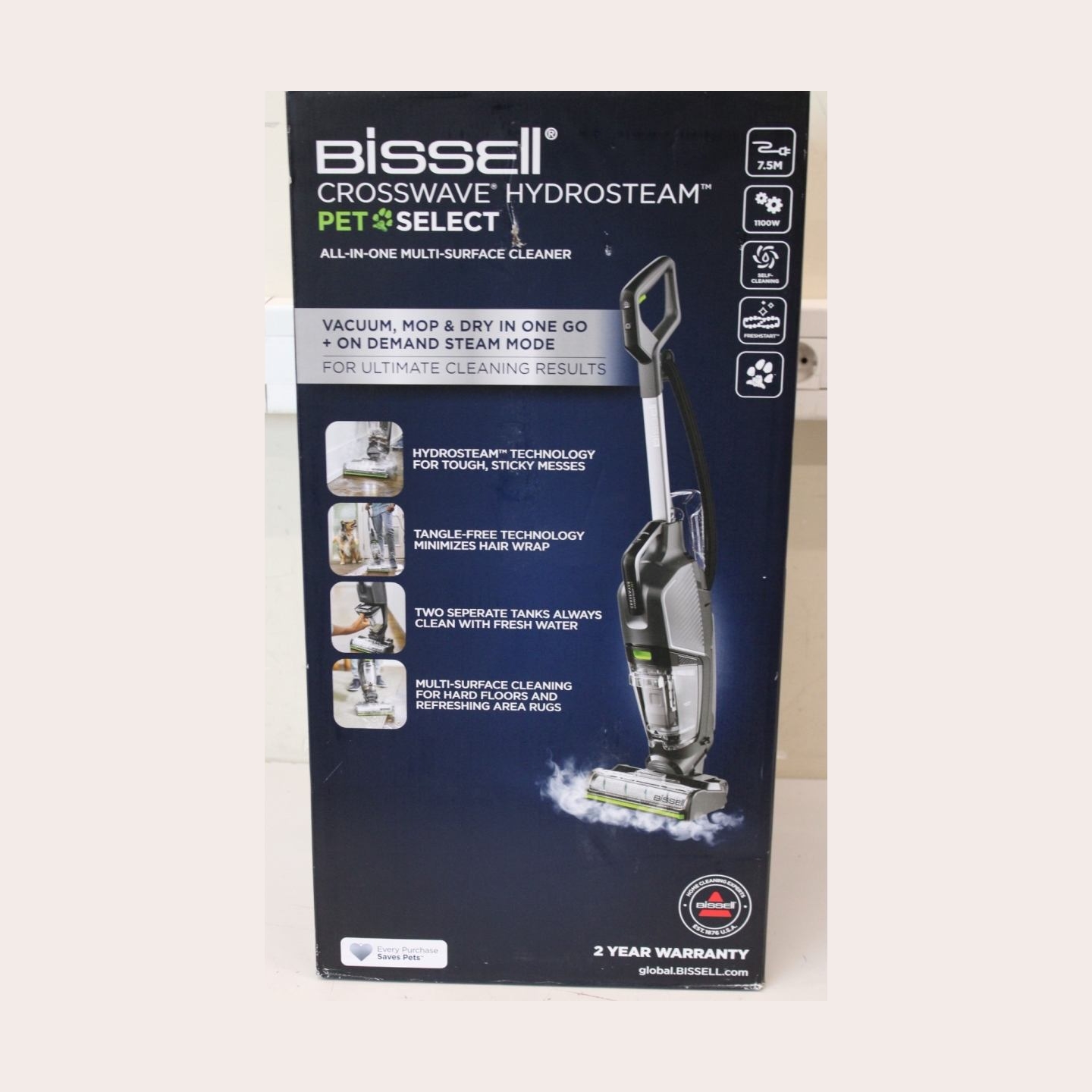 Bissell All-in one Multi-Surface Cleaner | 3527N Crosswave HydroSteam Pet Select | Corded operating | Washing function | 1100 W 