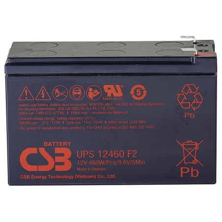 Csb Battery Battery 12V, 9Ah, AGM | UPS12460F2 | 460 W