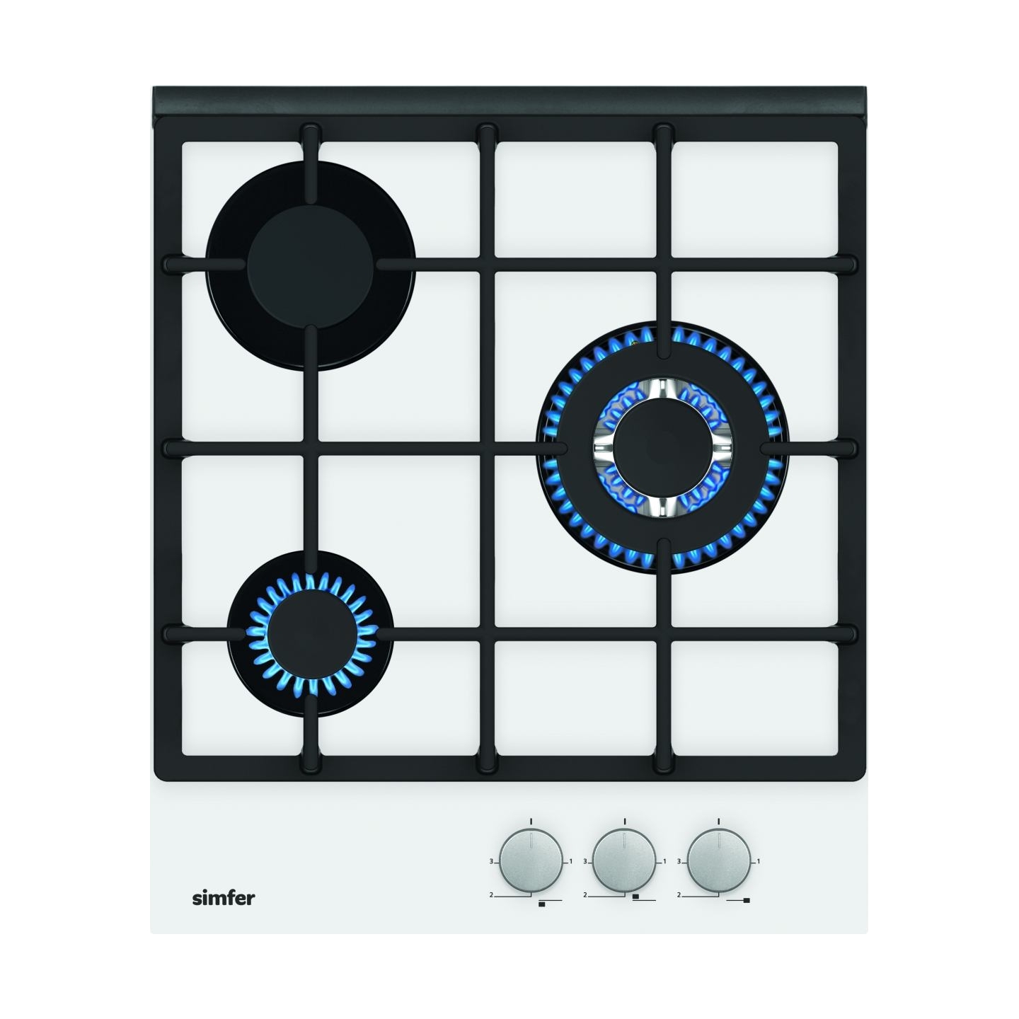 Simfer | Hob | H4.305.HGSBB | Gas on glass | Number of burners/cooking zones 3 | Rotary knobs | White