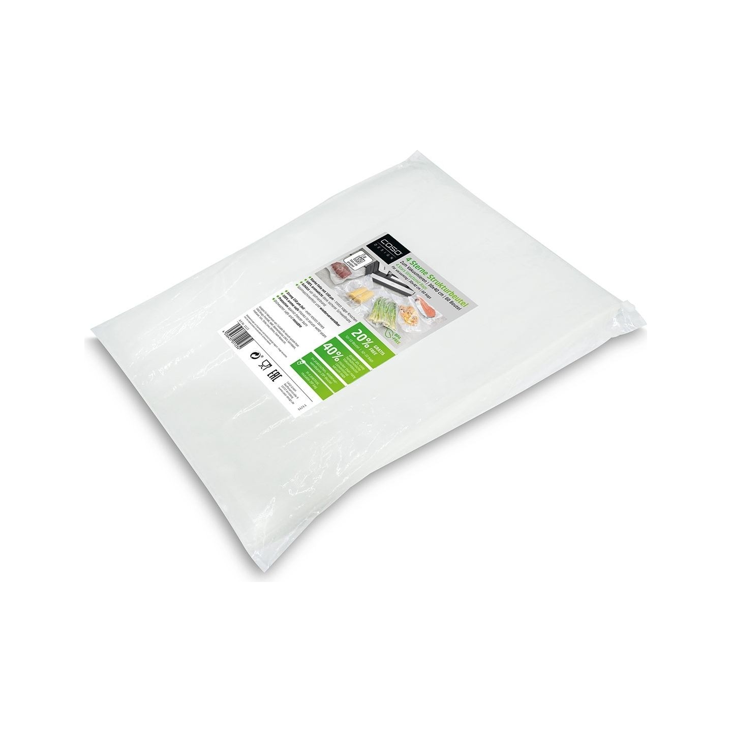 Caso | 4 Stars Structured Bags 30 x 40 cm, 60 pcs | Transparent
