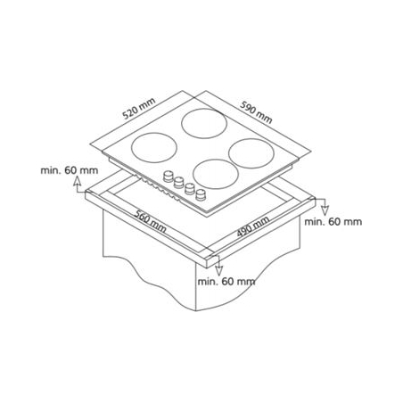Simfer | Hob | H6.040.DECSP | Vitroceramic | Number of burners/cooking zones 4 | Touch | Black