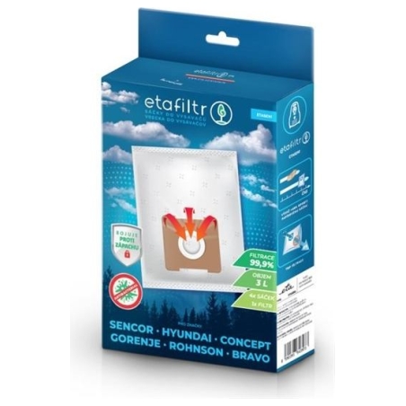 ETA Dust bags for vacuum cleaners Concept, ECG, Gorenje, Hyundai, Rohnson, Samsung, Sencor, Tesla and others | ETASEN1 | 4 pc(s)