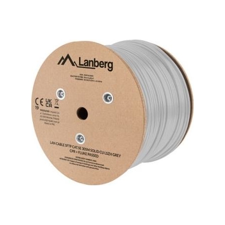 Lanberg Lan Cable Cat.5e SFTP 305M Solid CU LSZH Grey CPR+ Fluke Passed | LCS5L-11CU-0305-S