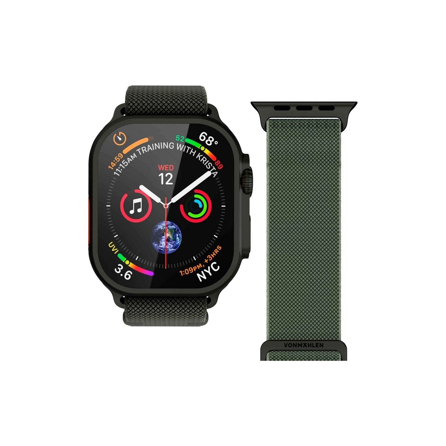 Vonmahlen Classic Nylon Loop 40, 41, 42mm One Size, Olive Black