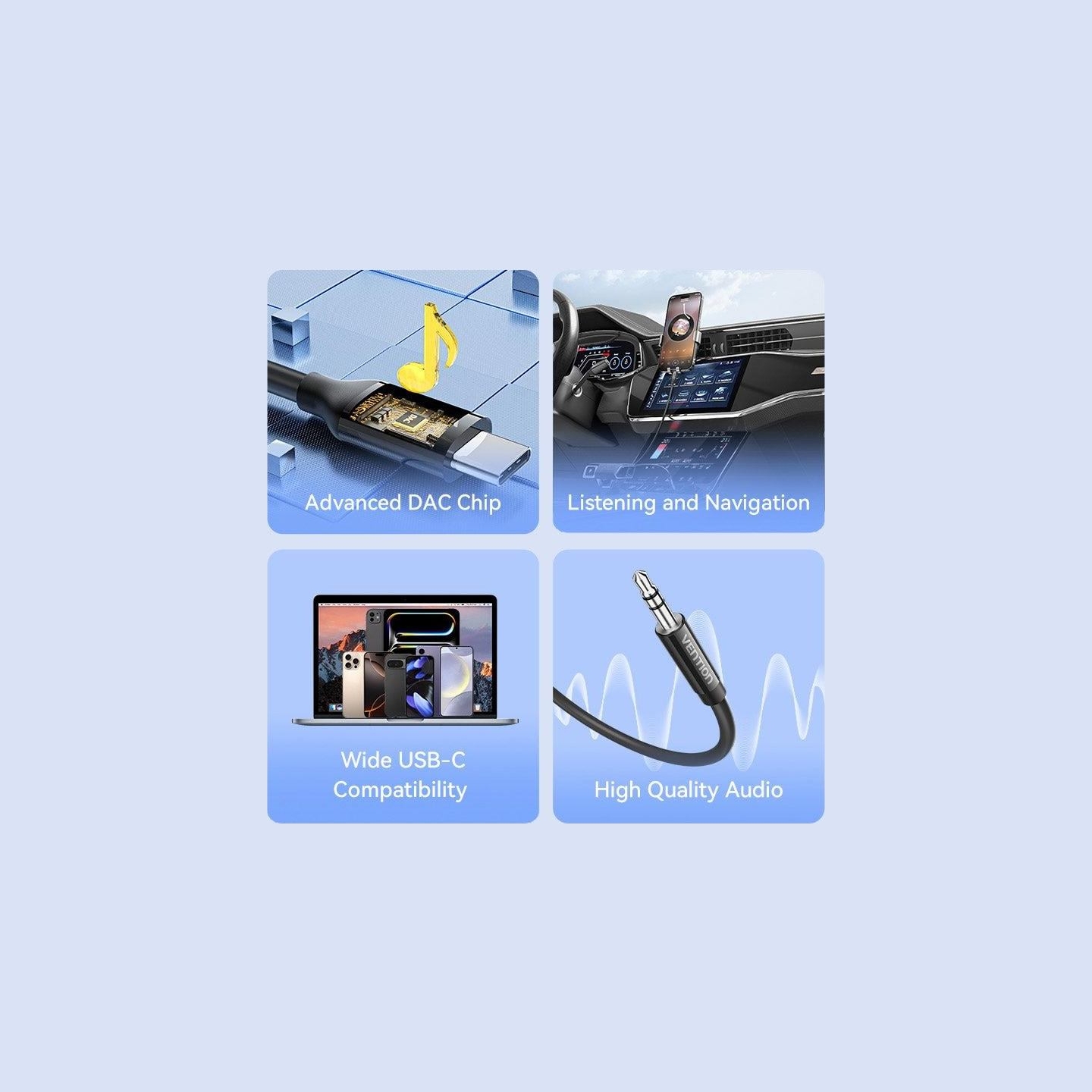 Vention ADAPTER USB-C TO AUDIO 3.5MM/MALE 1.5M BIFBF VENTION