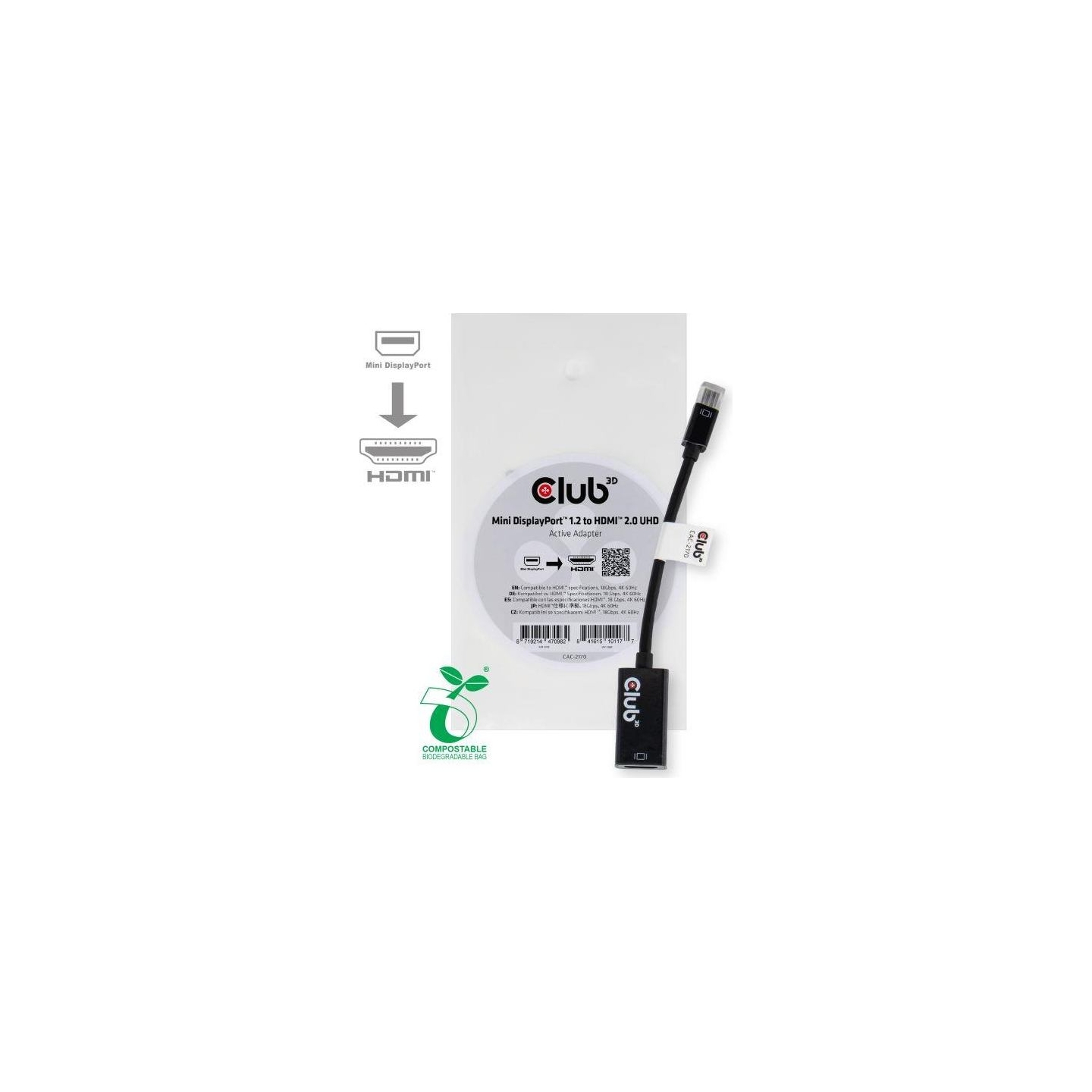 Club3D I/O ADAPTER MINI DP TO HDMI/M/F CAC-2170 CLUB3D