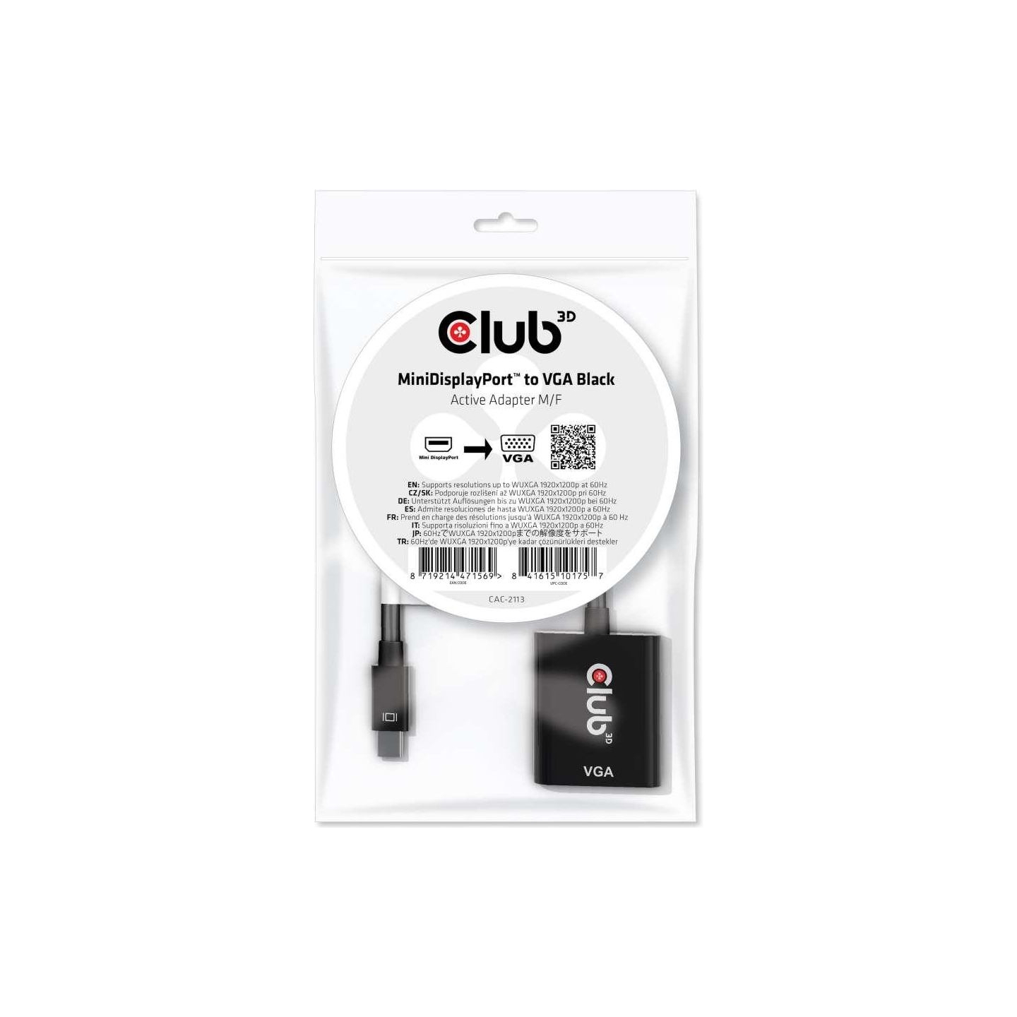 Club3D I/O ADAPTER MINI DP TO VGA/M/F CAC-2113 CLUB3D