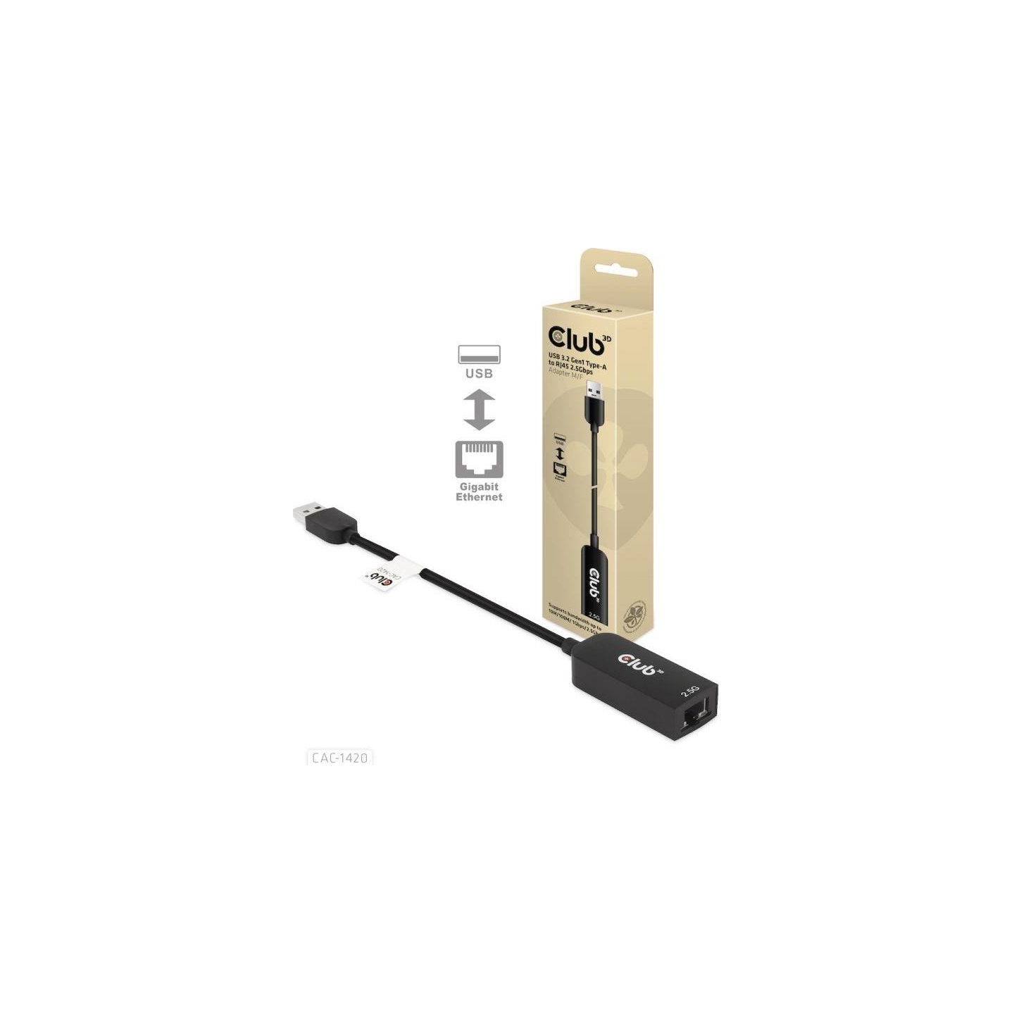 Club3D I/O ADAPTER USB3.2 TO RJ45/M/F CAC-1420 CLUB3D