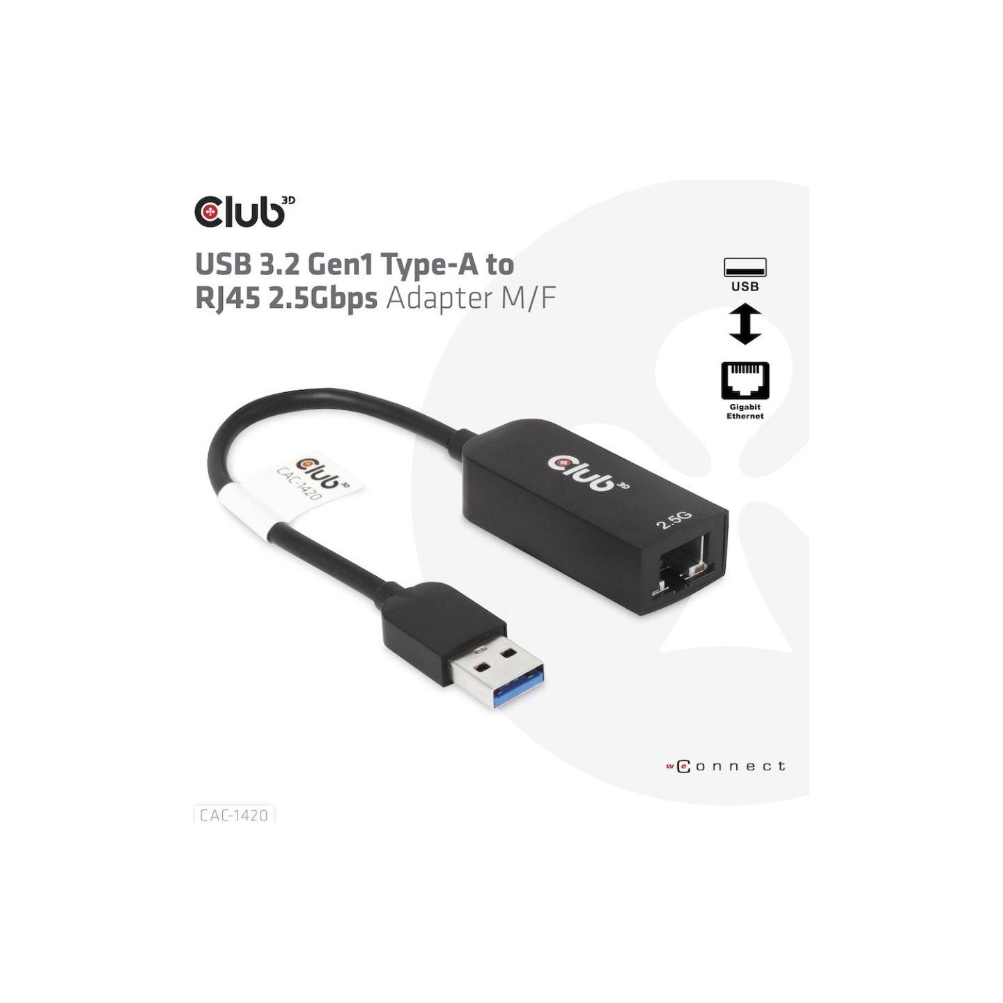 Club3D I/O ADAPTER USB3.2 TO RJ45/M/F CAC-1420 CLUB3D