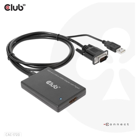 Club3D I/O ADAPTER VGA TO HDMI+USB/0.6M M/F CAC-1720 CLUB3D