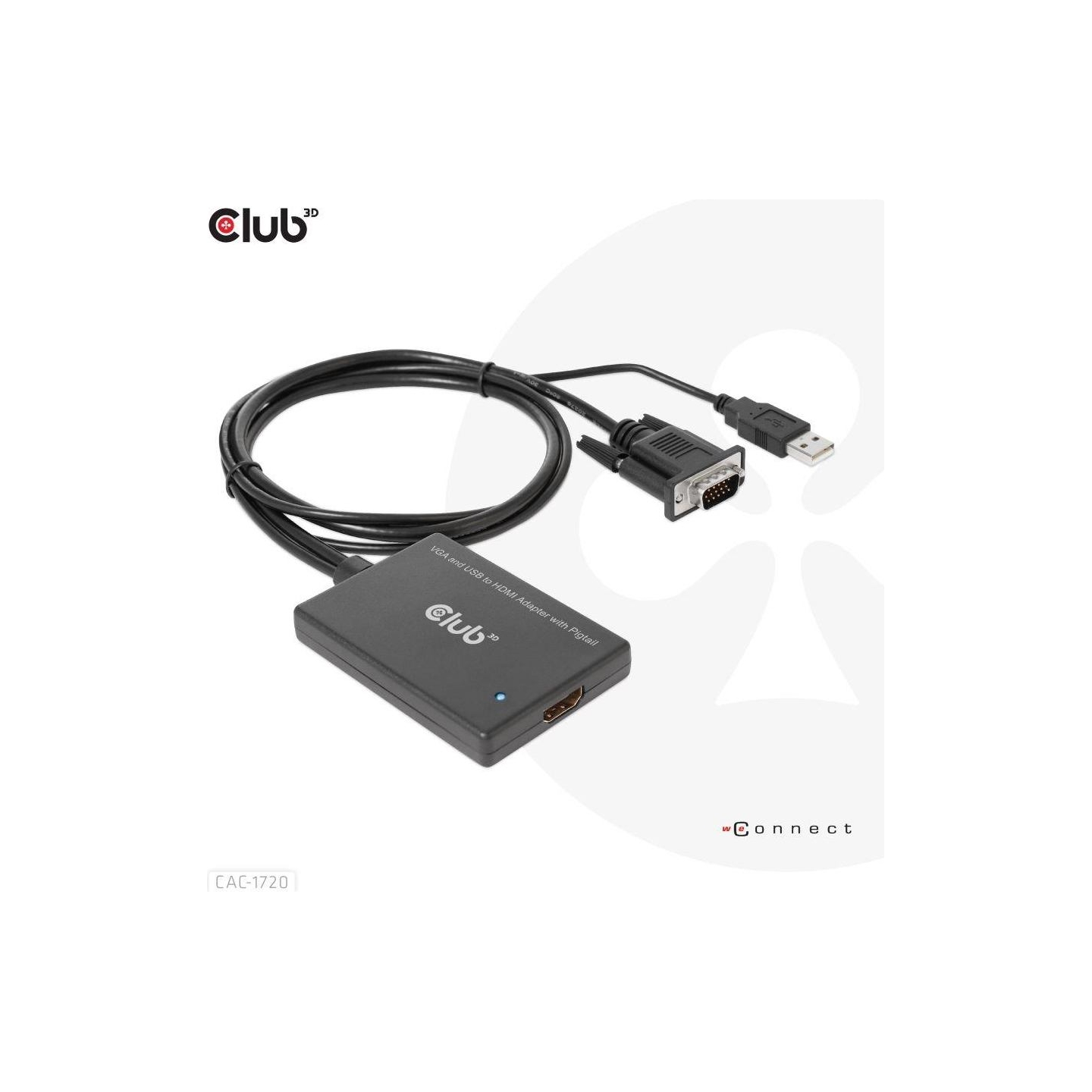 Club3D I/O ADAPTER VGA TO HDMI+USB/0.6M M/F CAC-1720 CLUB3D