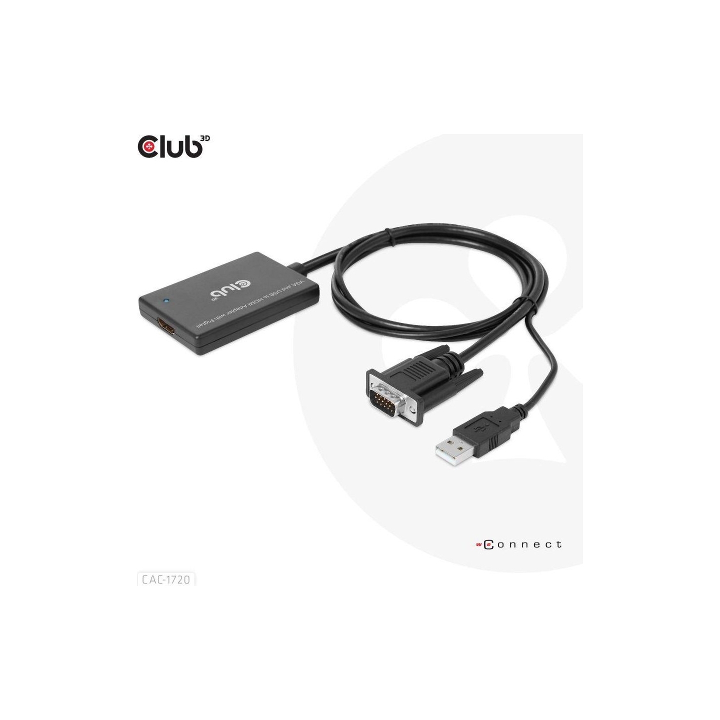 Club3D I/O ADAPTER VGA TO HDMI+USB/0.6M M/F CAC-1720 CLUB3D