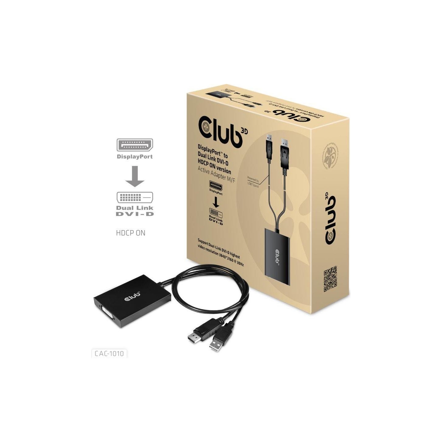 Club3D I/O ADAPTER DP TO DUAL LINK/DVI-D HDCP CAC-1010 CLUB3D