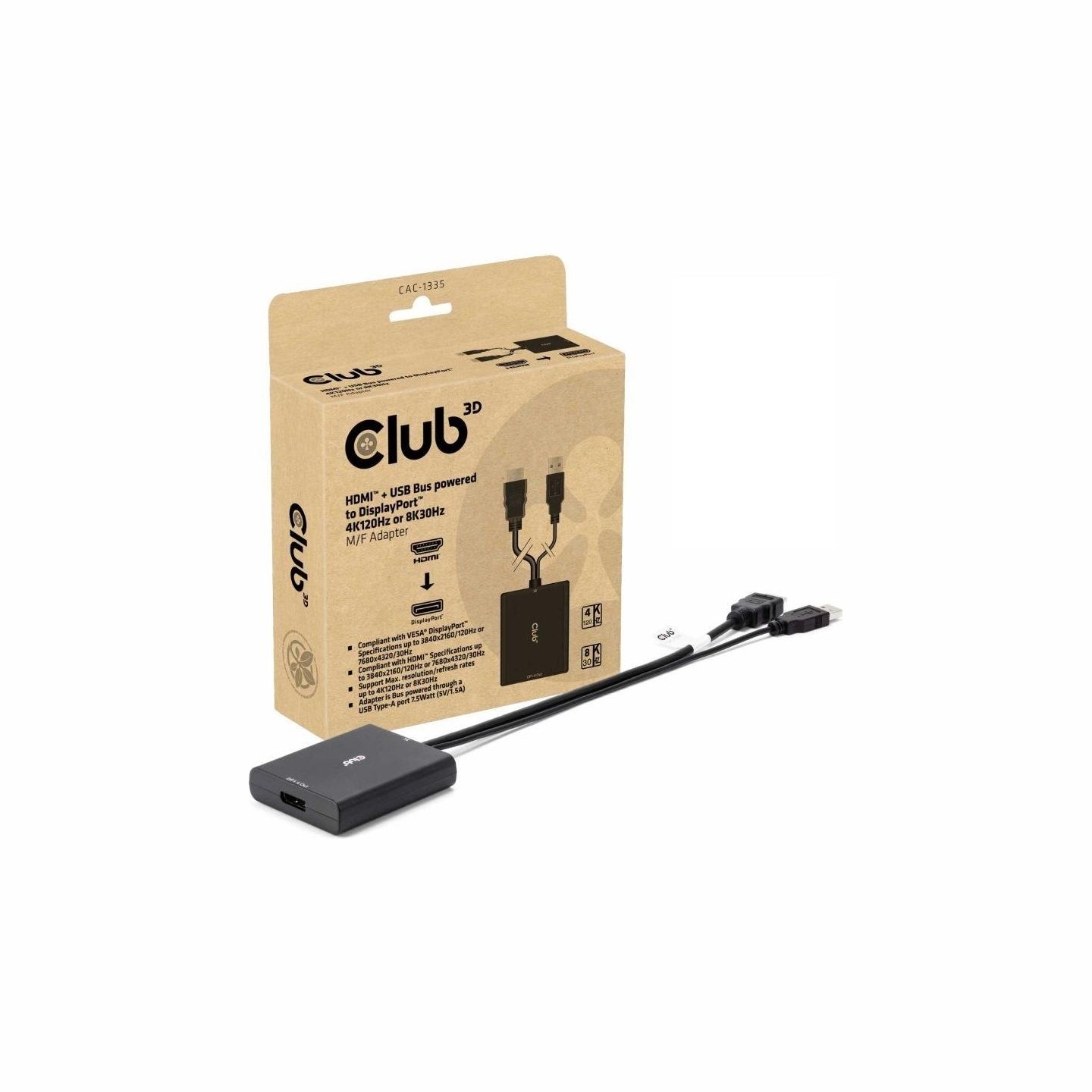Club3D I/O ADAPTER DP TO USB/HDMI/M/F CAC-1335 CLUB3D