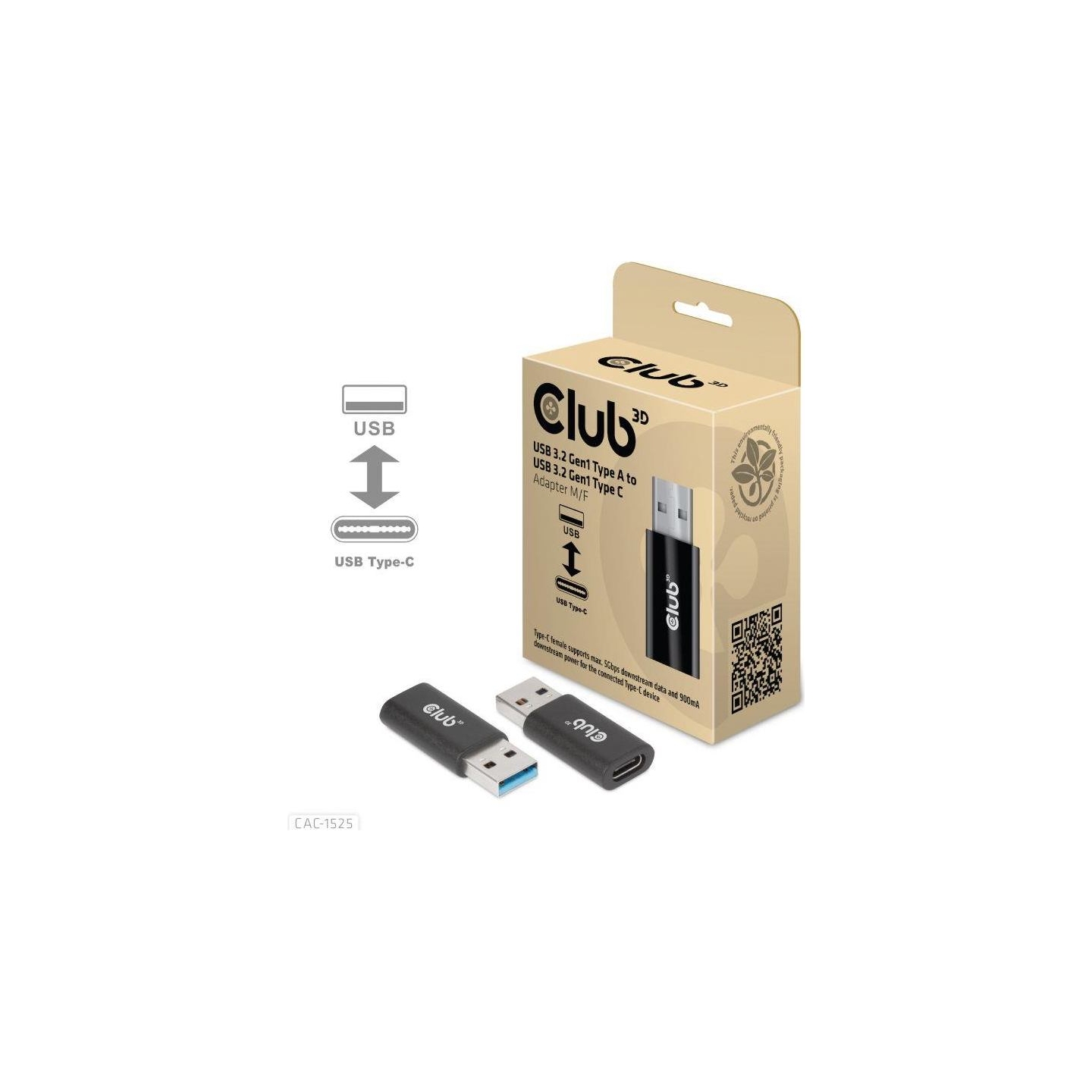 Club3D I/O ADAPTER USB3.2 TO USB-C/M/F CAC-1525 CLUB3D