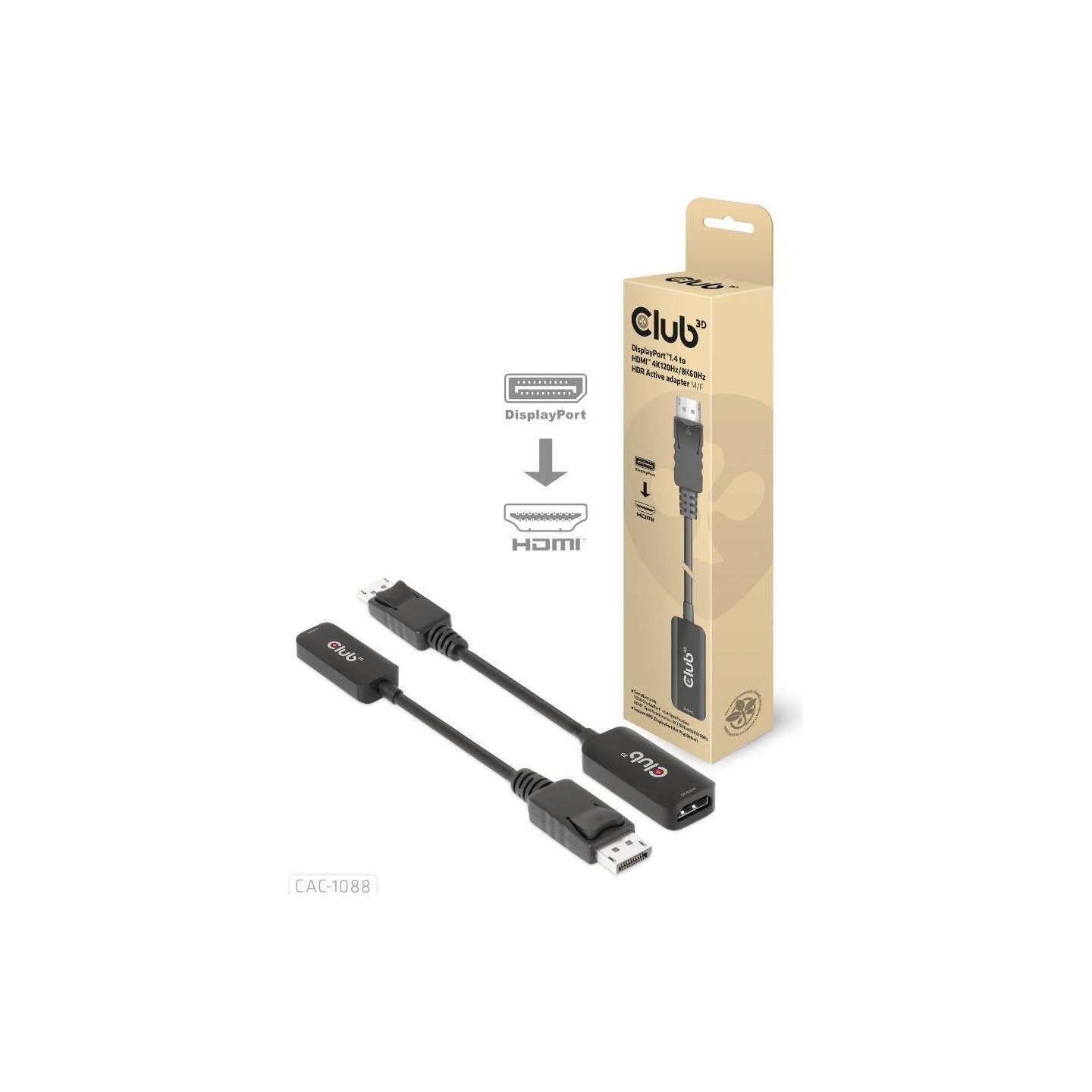 Club3D I/O ADAPTER DP TO HDMI/ACTIVE M/F CAC-1088 CLUB3D