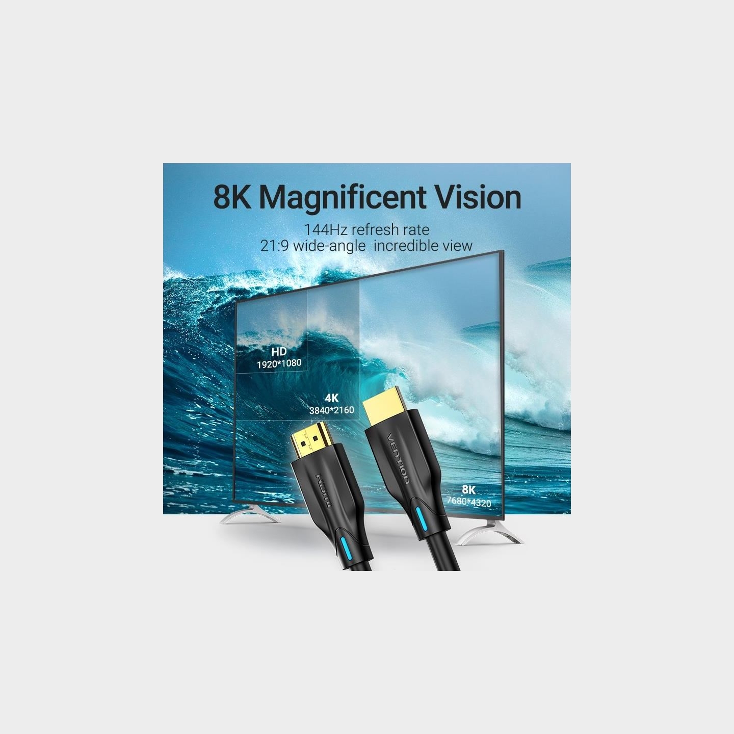 Vention CABLE HDMI 8K/3M BLACK AANBI VENTION