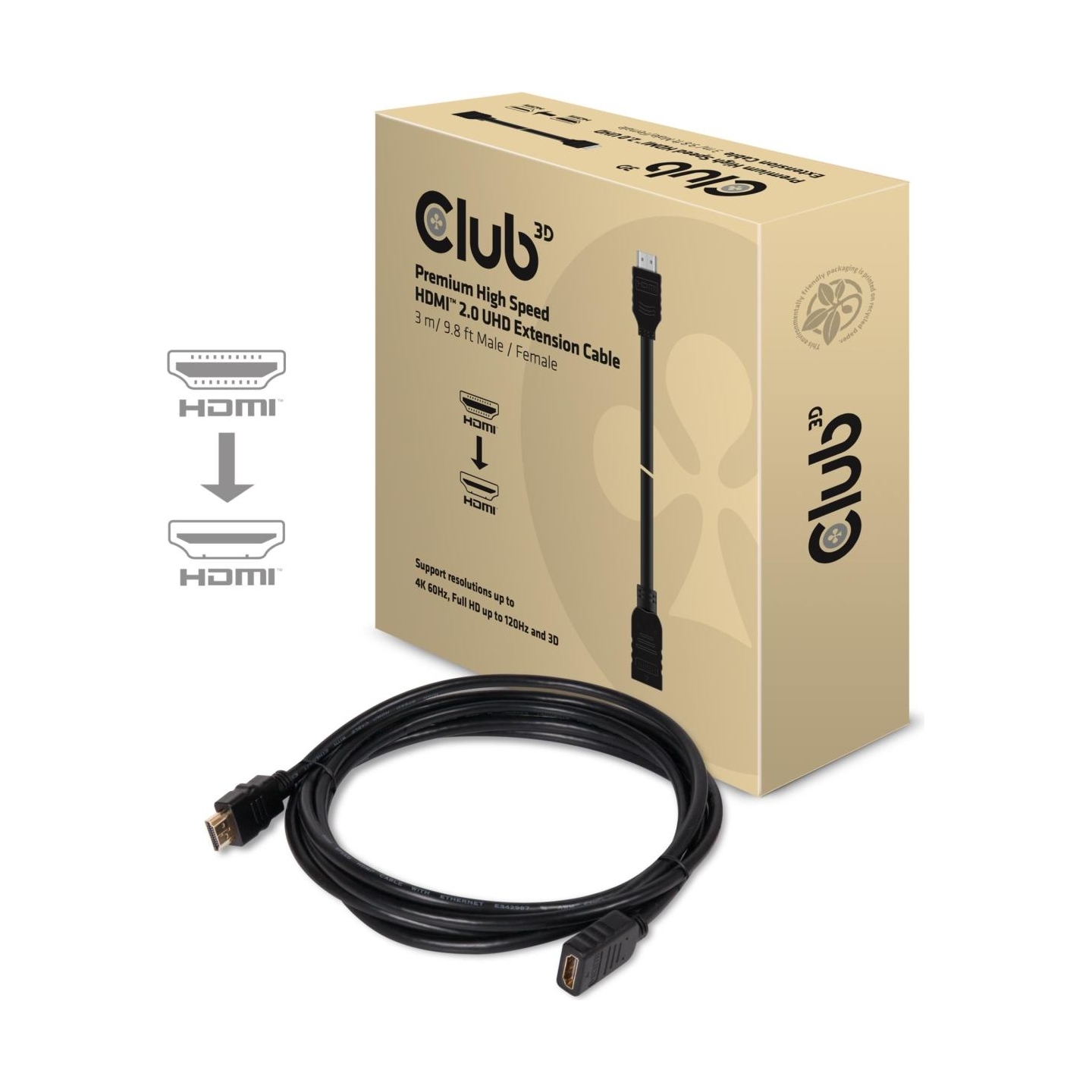 Club3D CABLE HDMI TO HDMI 3M/M/F CAC-1321 CLUB3D