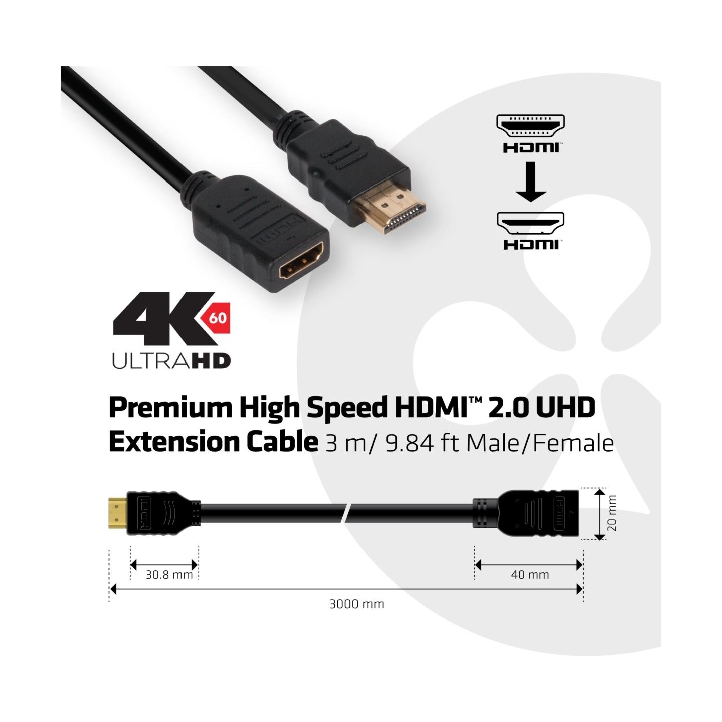 Club3D CABLE HDMI TO HDMI 3M/M/F CAC-1321 CLUB3D