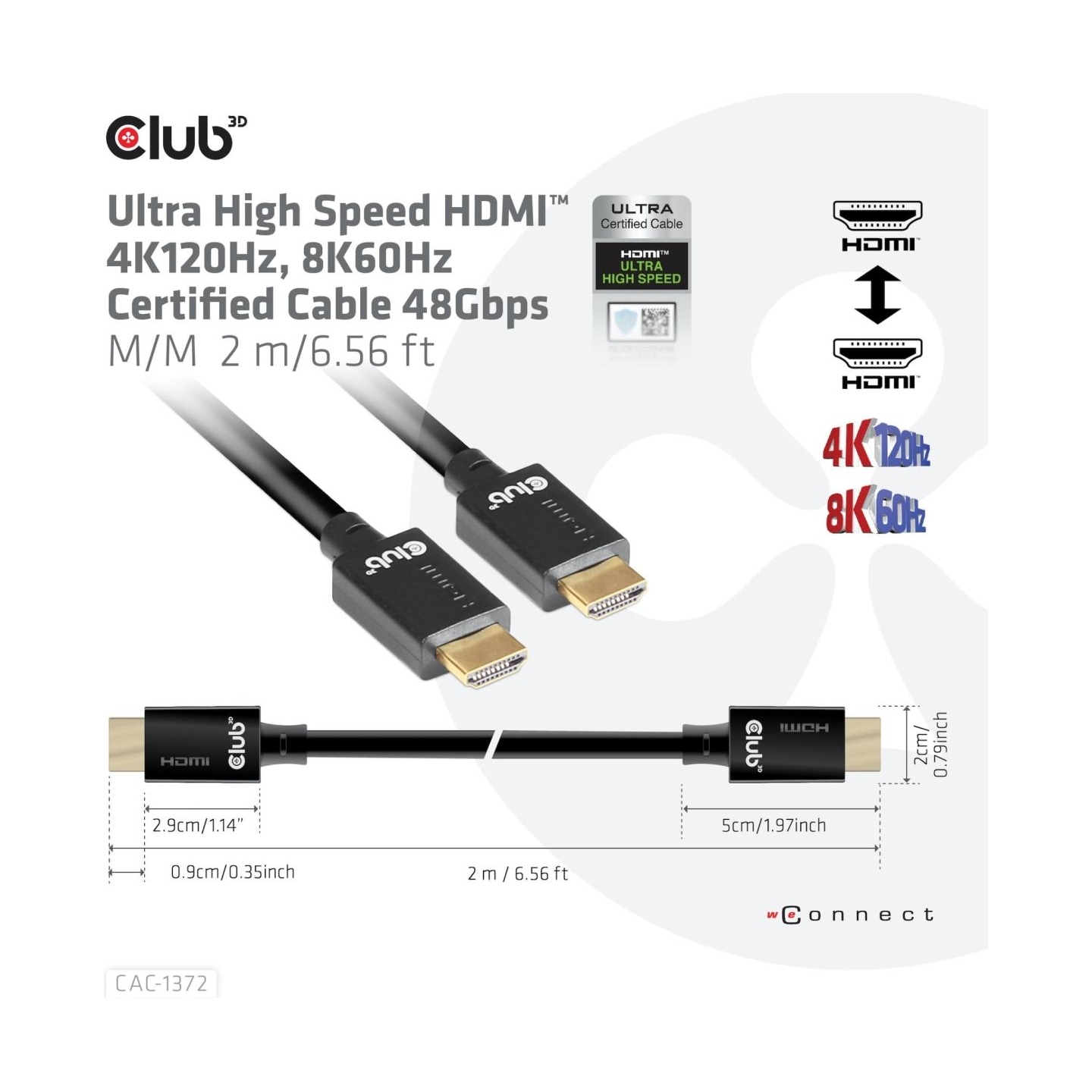 Club3D CABLE HDMI TO HDMI 2M/M/M CAC-1372 CLUB3D