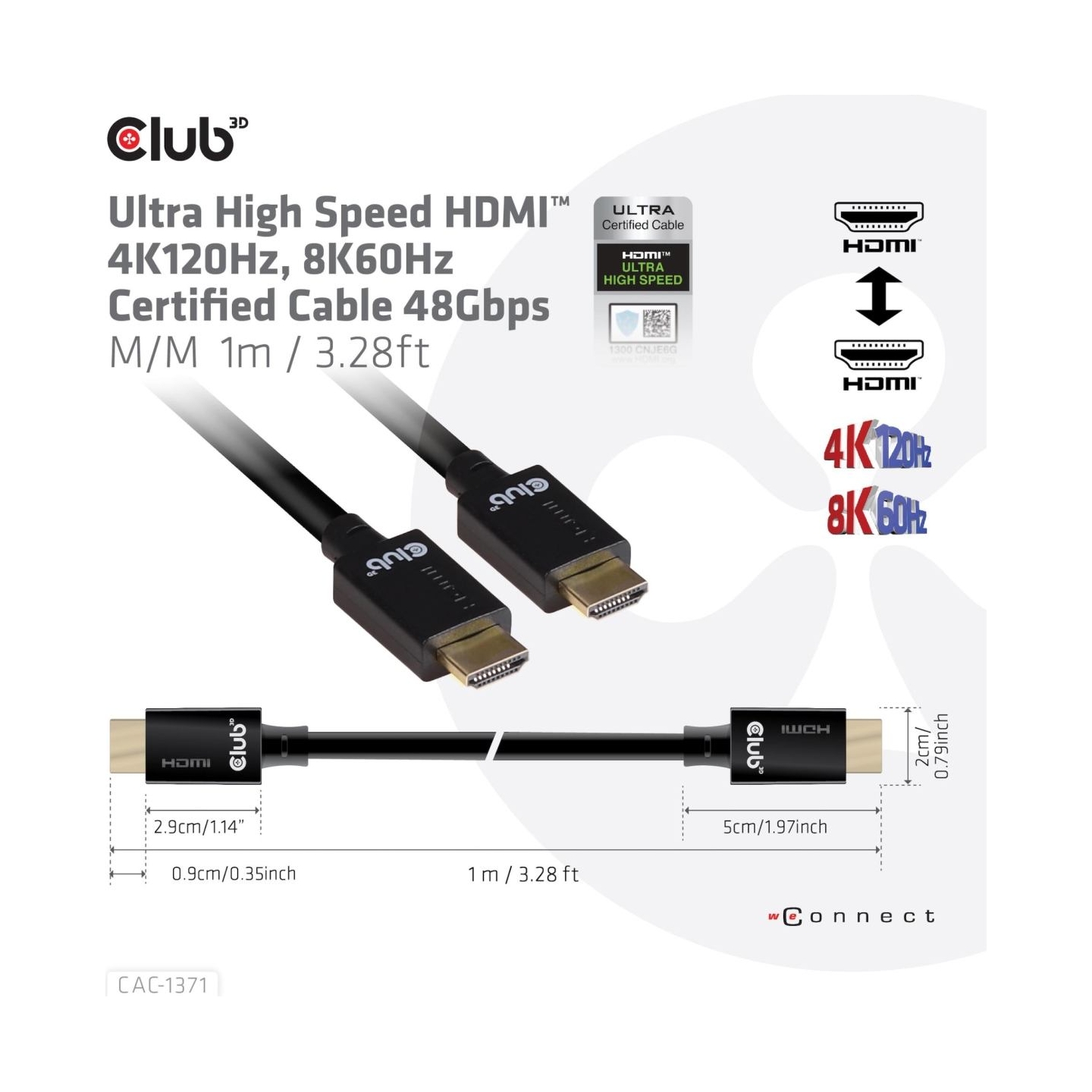 Club3D CABLE HDMI TO HDMI 1M/M/M CAC-1371 CLUB3D