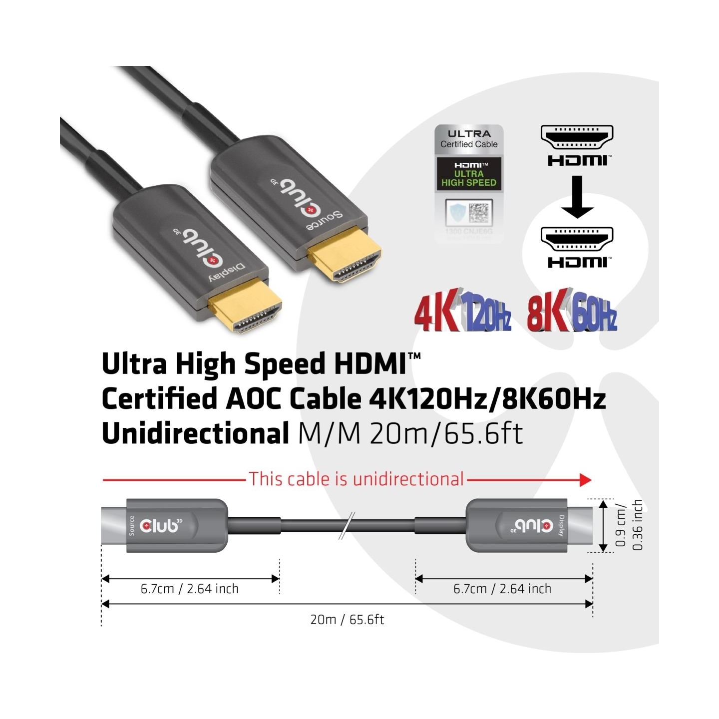 Club3D CABLE HDMI HIGH SPEED 20M/M/M CAC-1379 CLUB3D