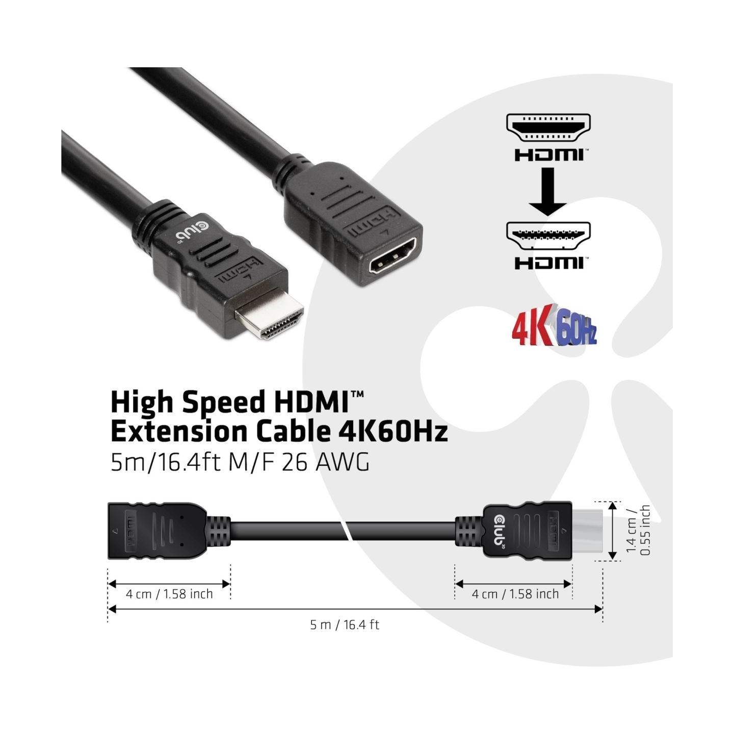 Club3D CABLE HDMI TO HDMI 5M/M/F CAC-1325 CLUB3D