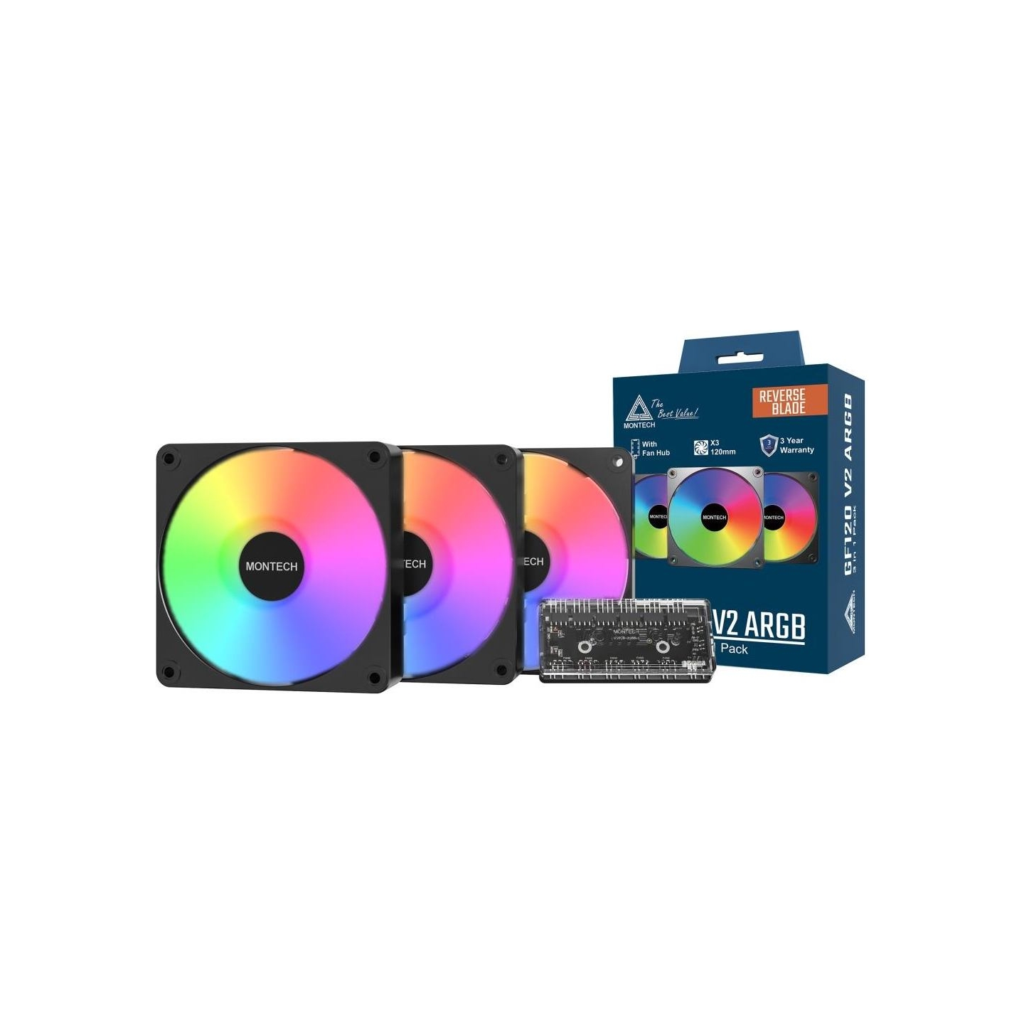Montech CASE FAN 120MM GF120R V2/ARGB PWM 3I1 (B) MONTECH