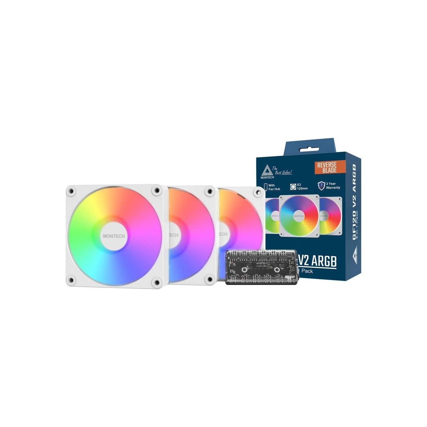 Montech CASE FAN 120MM GF120R V2/ARGB PWM 3I1 (W) MONTECH