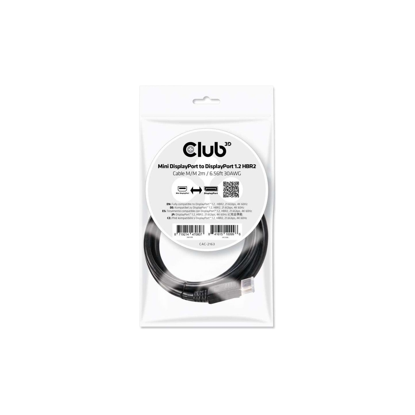 Club3D CABLE MINI DP TO DP 2M/M/M CAC-2163 CLUB3D