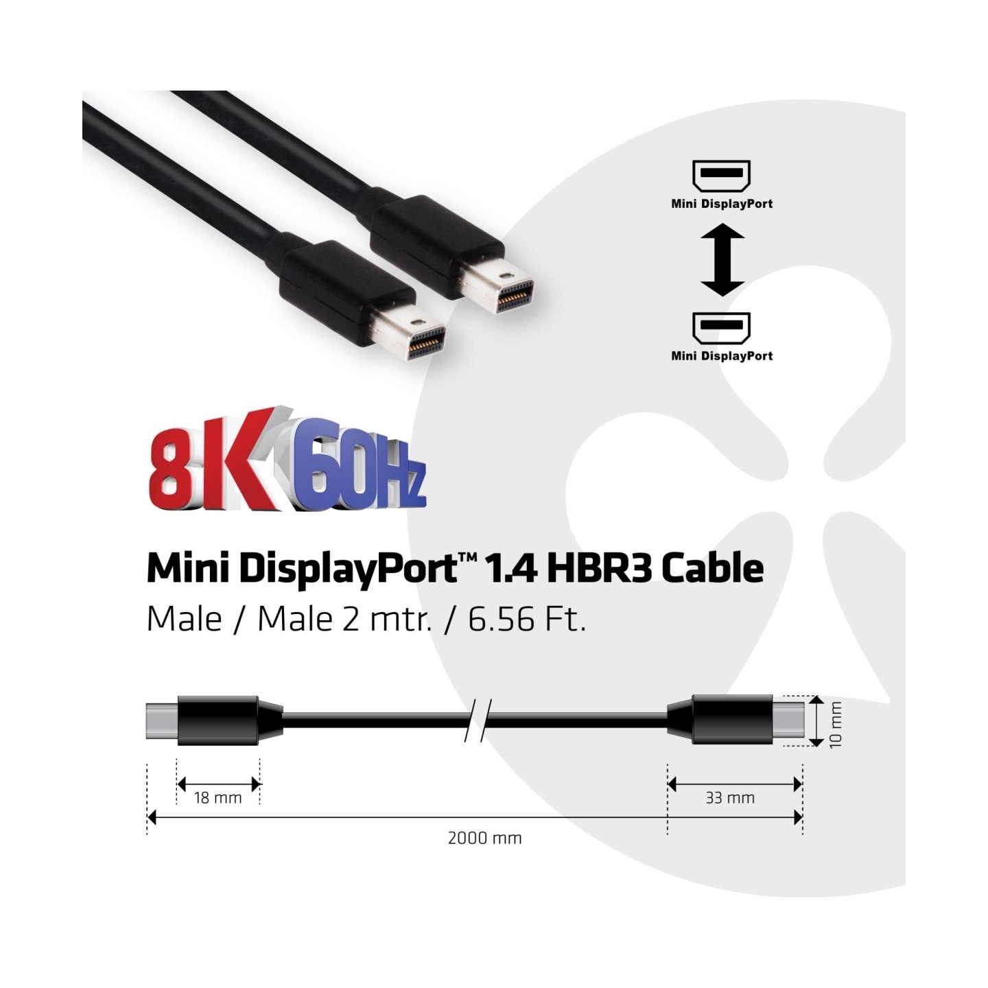 Club3D CABLE MINI DP TO MINI DP 2M/M/M CAC-1164 CLUB3D
