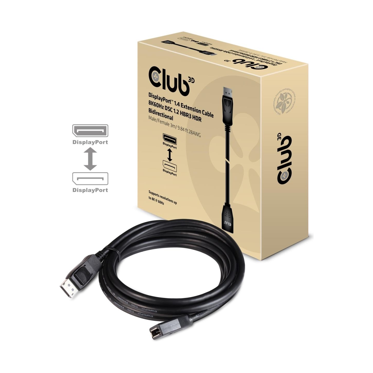 Club3D CABLE DP TO DP 3M/M/F CAC-1023 CLUB3D