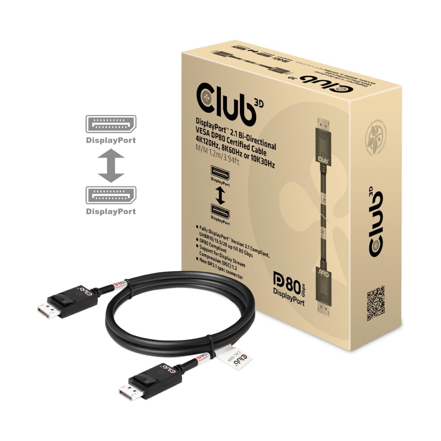 Club3D CABLE DP TO DP 1.2M/M/M CAC-1091 CLUB3D