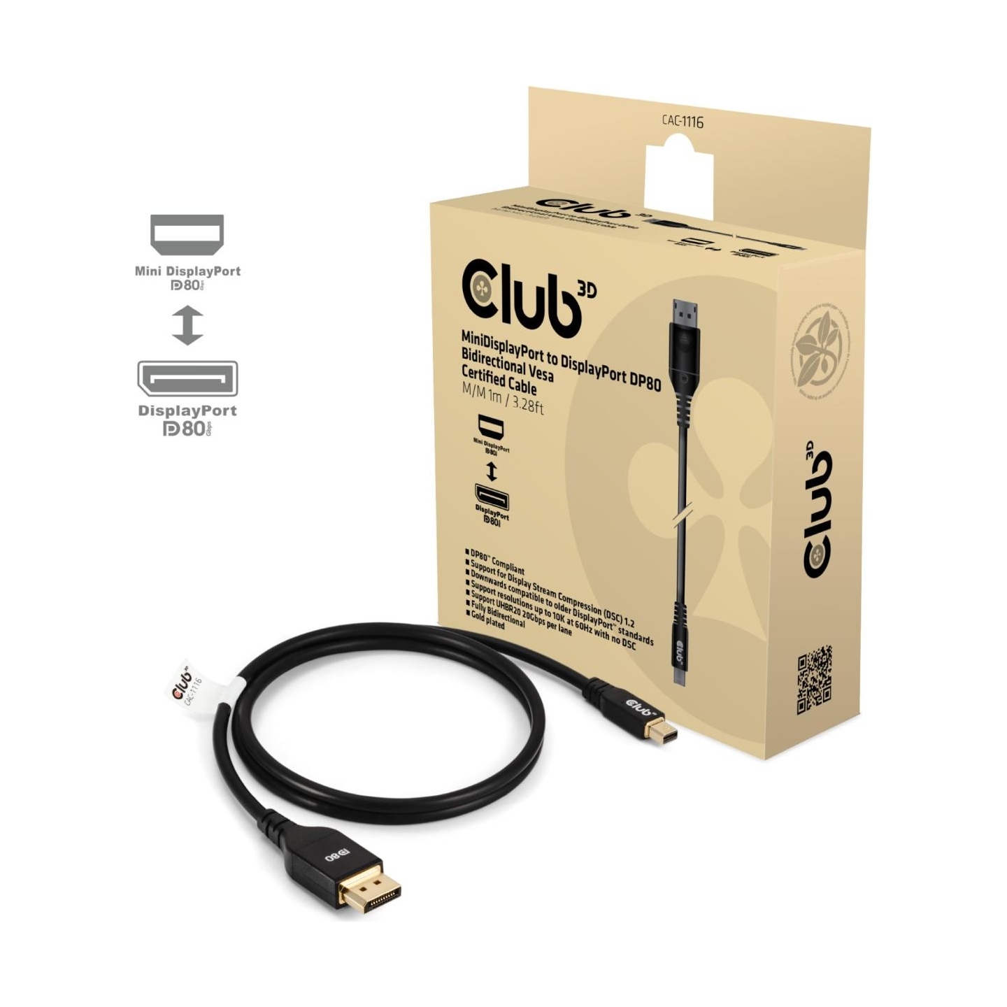 Club3D CABLE MINI DP TO DP 1M/M/M CAC-1116 CLUB3D