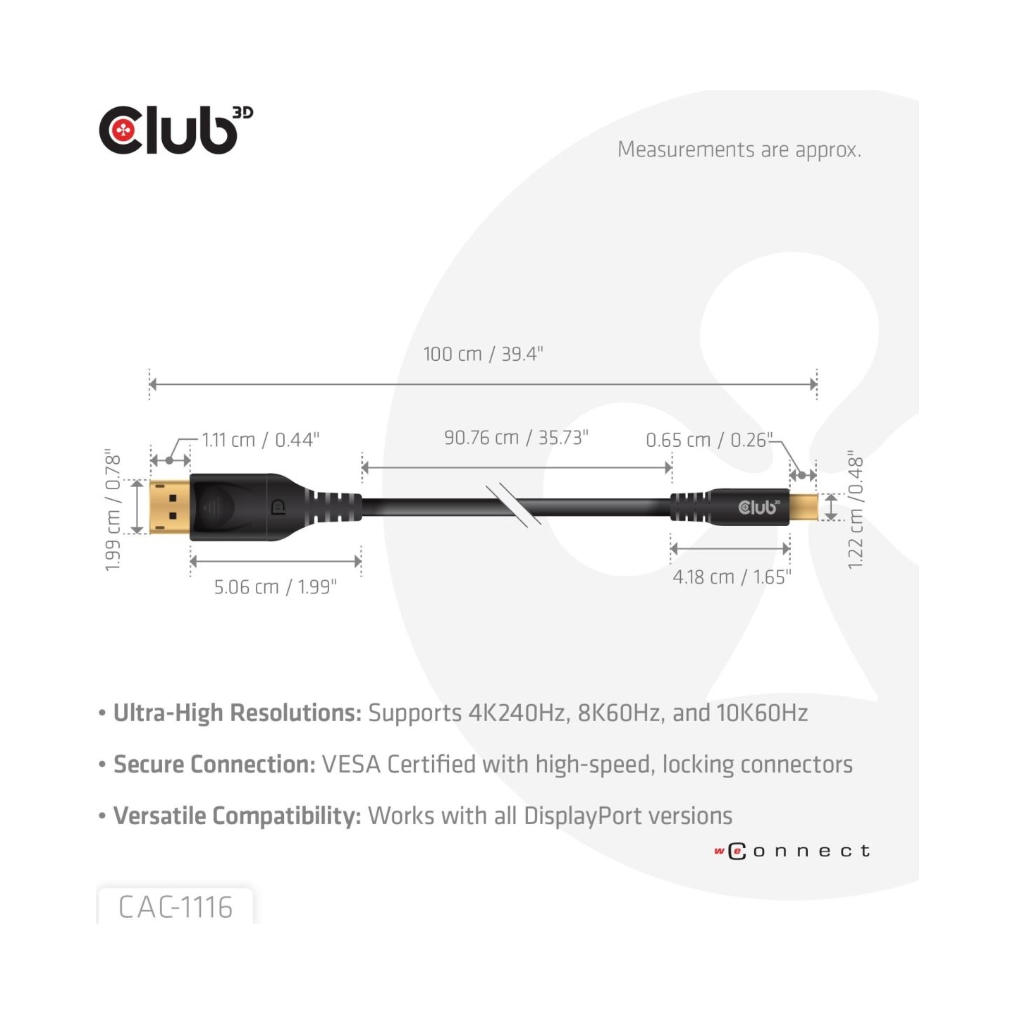 Club3D CABLE MINI DP TO DP 1M/M/M CAC-1116 CLUB3D