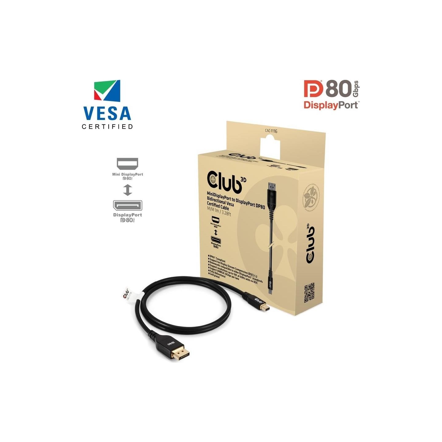 Club3D CABLE MINI DP TO DP 1M/M/M CAC-1116 CLUB3D