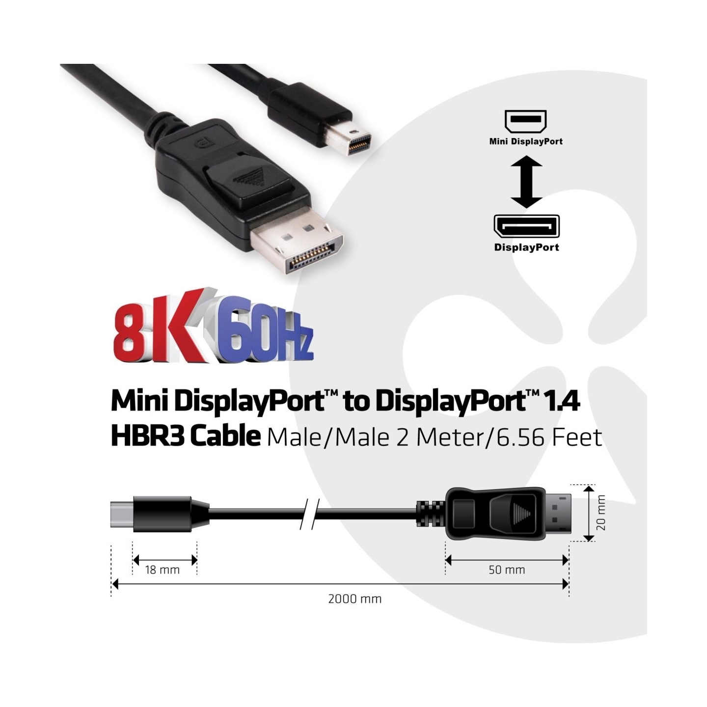 Club3D CABLE MINI DP TO DP 2M/M/M CAC-1115 CLUB3D