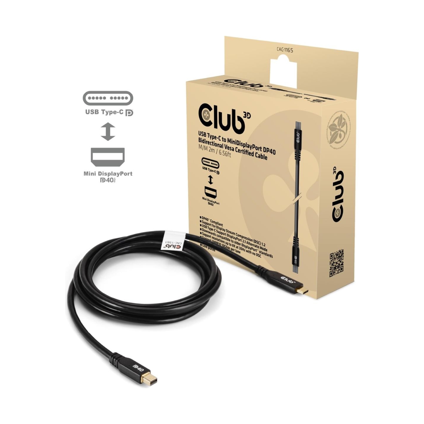 Club3D CABLE USB-C TO MINI DP 1.2M/M/M CAC-1561 CLUB3D