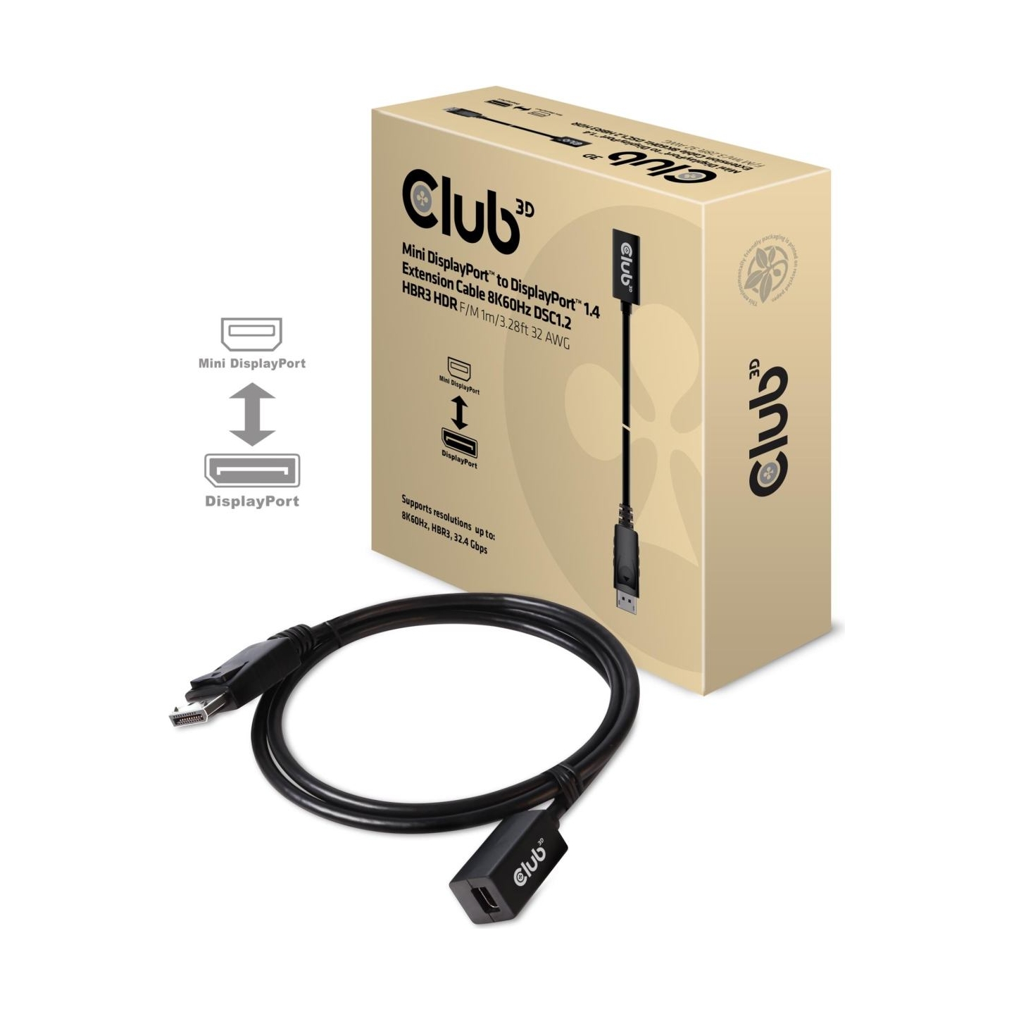 Club3D CABLE MINI DP TO DP 1M/M/F CAC-1120 CLUB3D