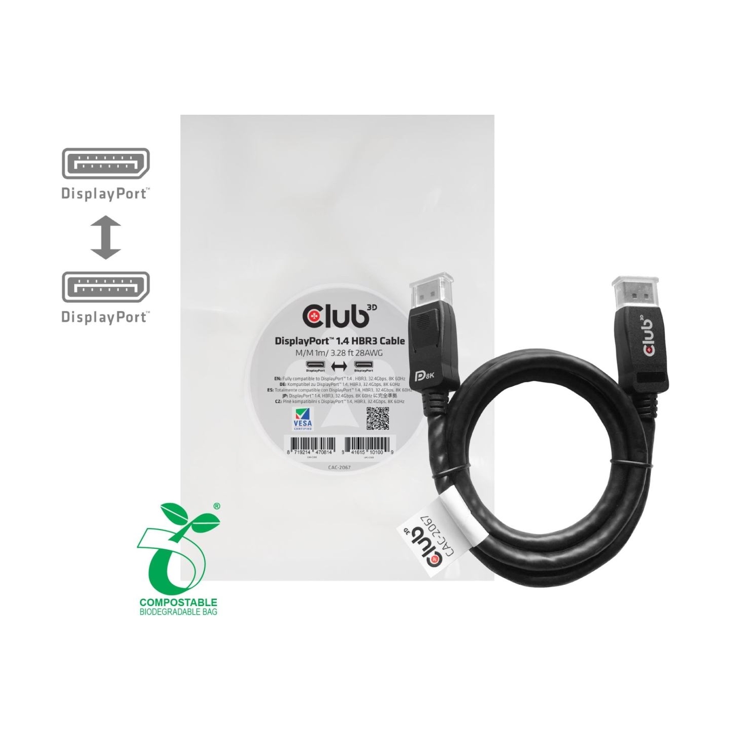 Club3D CABLE MINI DP TO DP 1M/M/M CAC-2067 CLUB3D