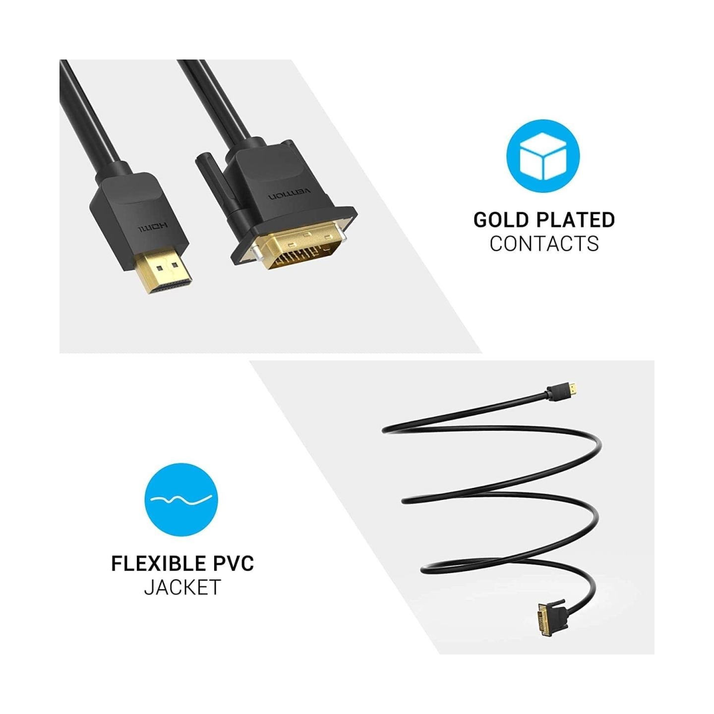 Vention CABLE HDMI TO DVI 5M/BLACK ABFBJ VENTION