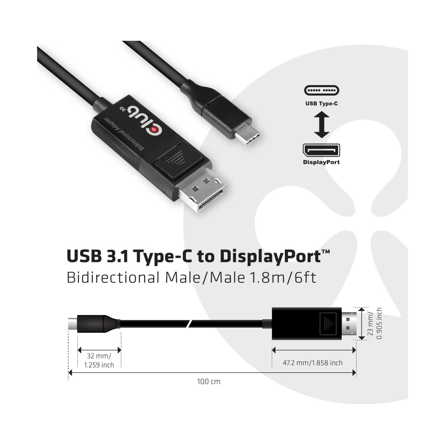 Club3D CABLE USB-C TO DP 1.8M/M/M CAC-1557 CLUB3D