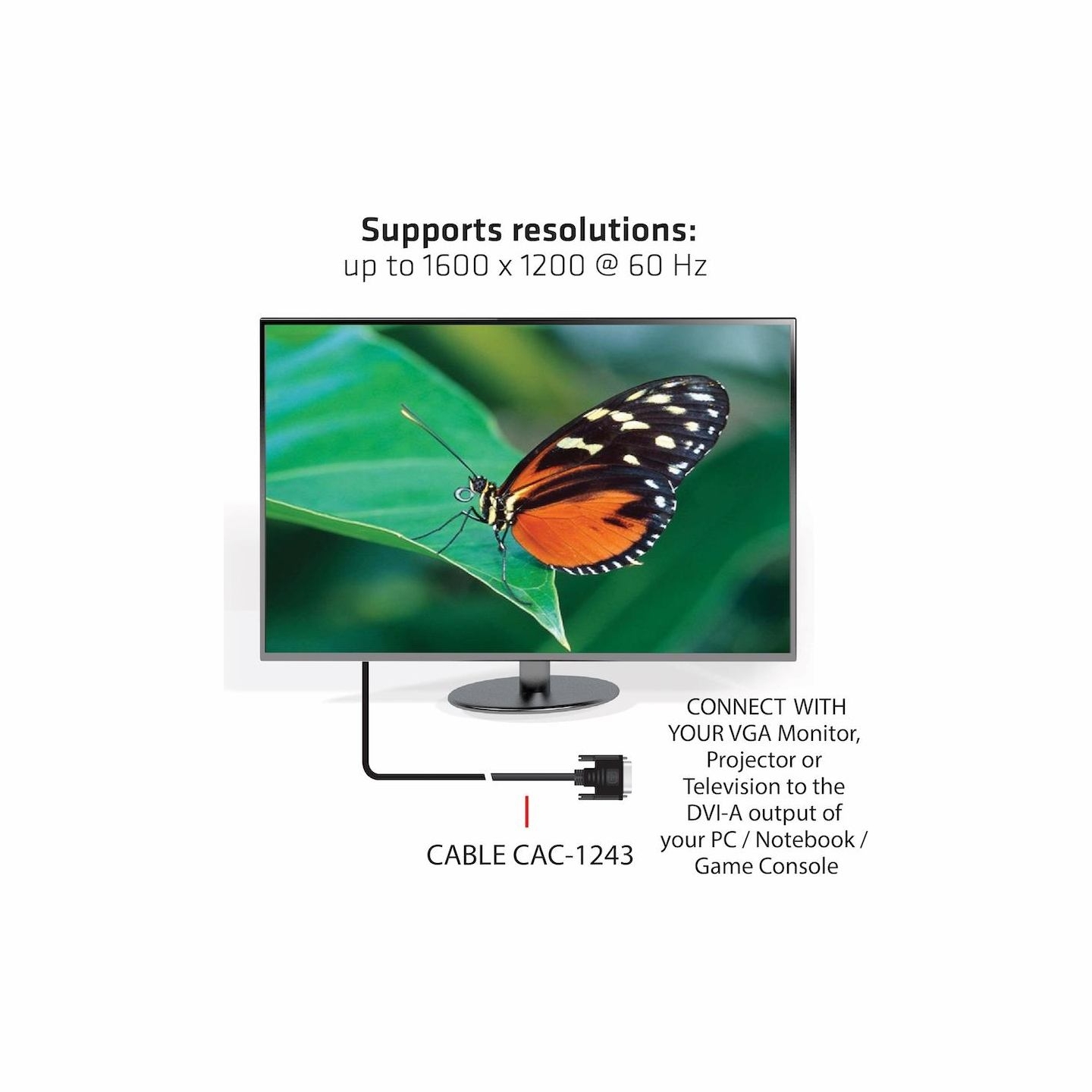 Club3D CABLE DVI-A TO VGA 3M/M/M CAC-1243 CLUB3D