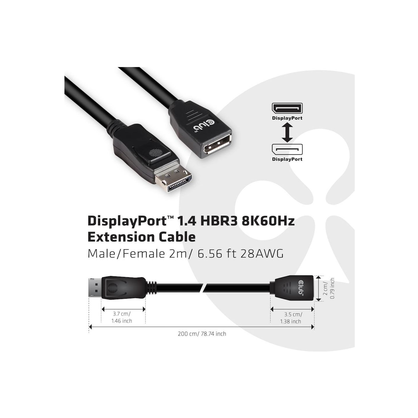 Club3D CABLE DP TO DP 2M/M/F CAC-1022 CLUB3D